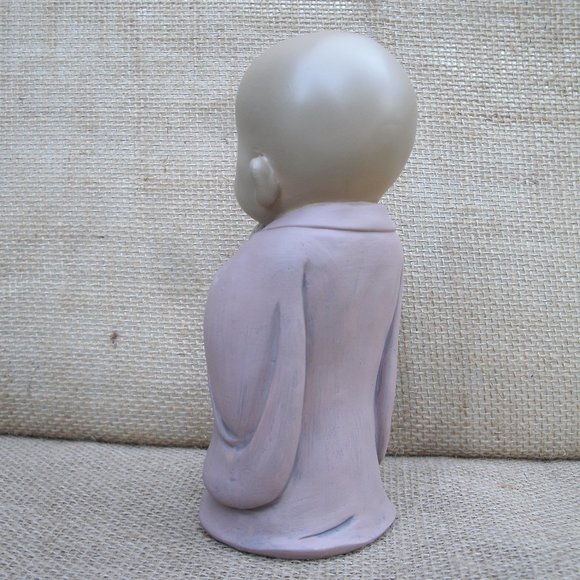 Laughing Buddhist Monk Resin Figurine Namaste - Picture 4 of 16